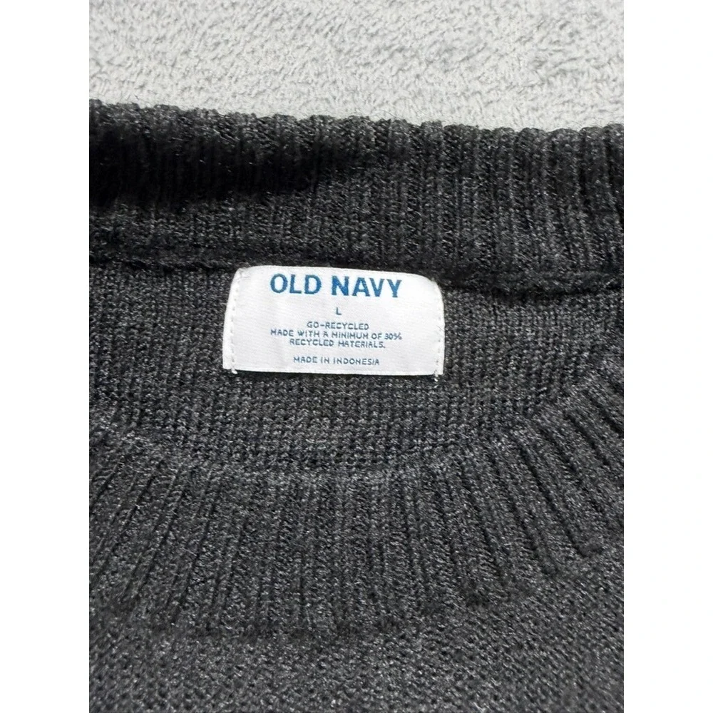 Old Navy‎ Womens Black White Fair Isle Go-Recycled Crewneck Sweater Large Nordic